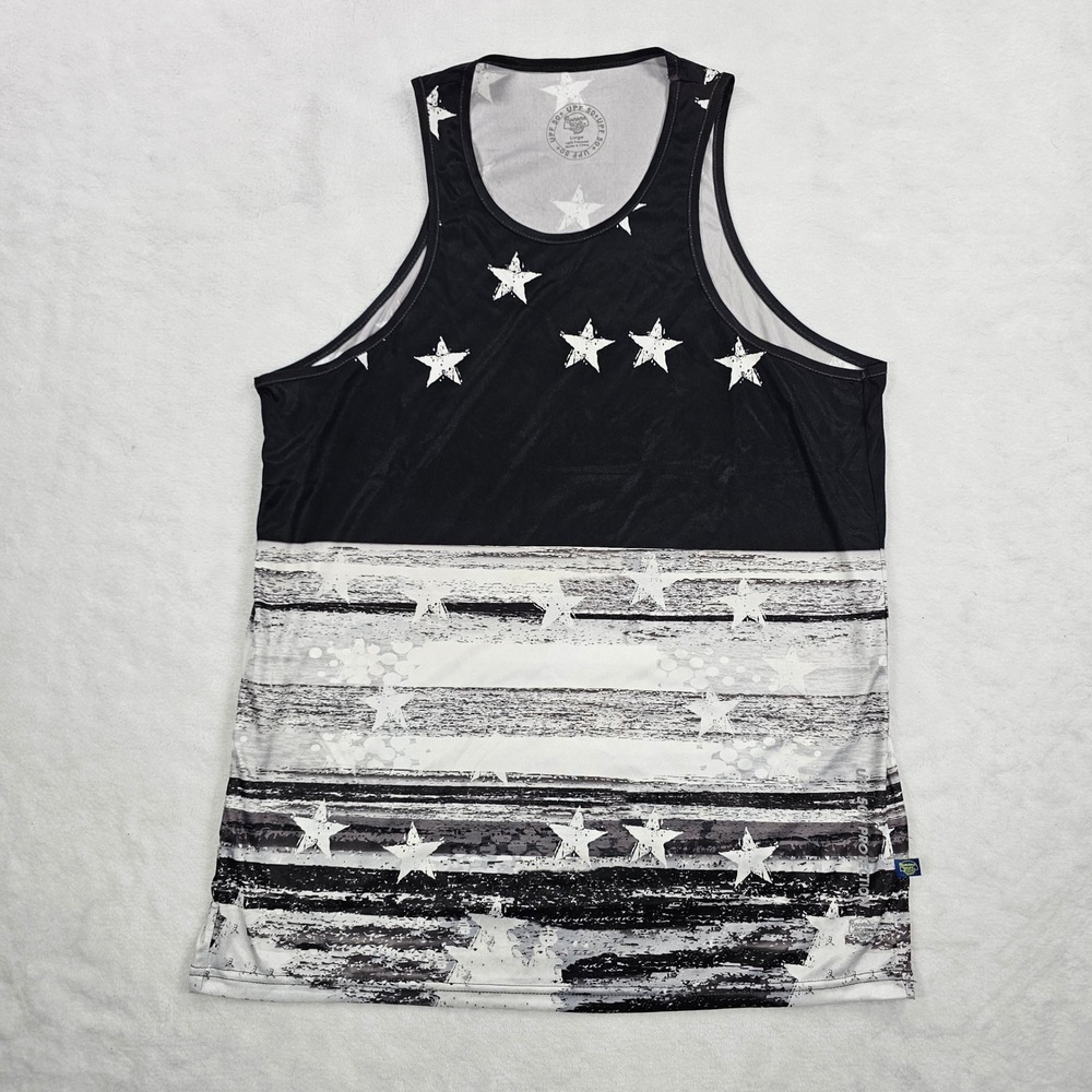 Banana Boat Mens UPF 50+ Sun Protection Tank Top Stars Stripes Black Grey Large